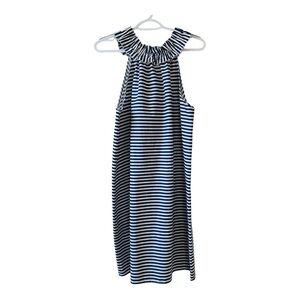 Lolly Wolly Doodle Womens Blue White Striped Sleeveless Tunic Dress Sz L Coastal